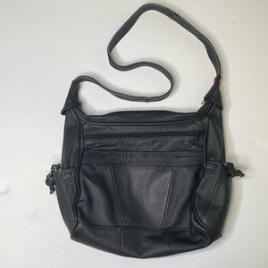 Black Genuine Leather Bag, Lots of Pockets, Purse Made In Mexico